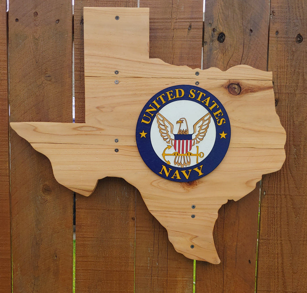 Texas-shaped U.S. Navy Sign