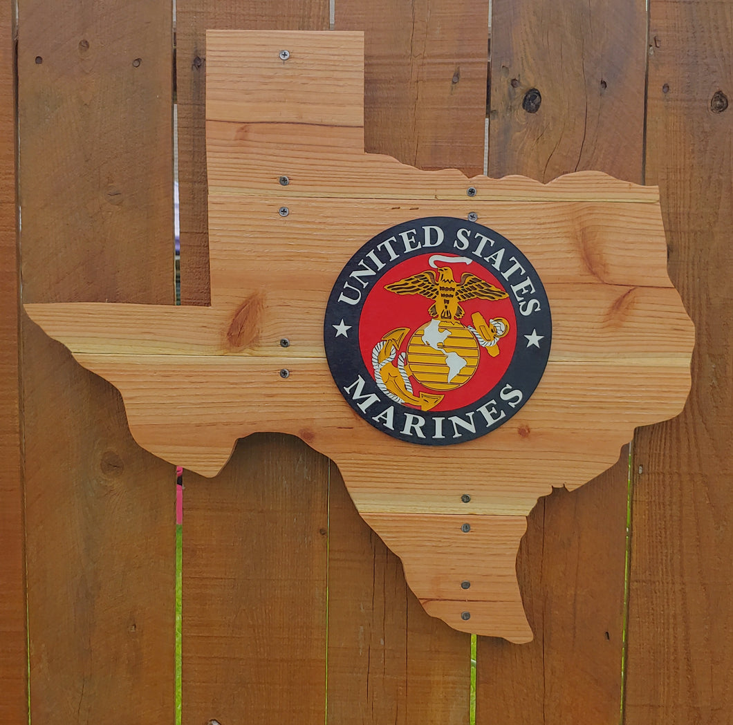 Texas-shaped U.S. Marine Corps Sign