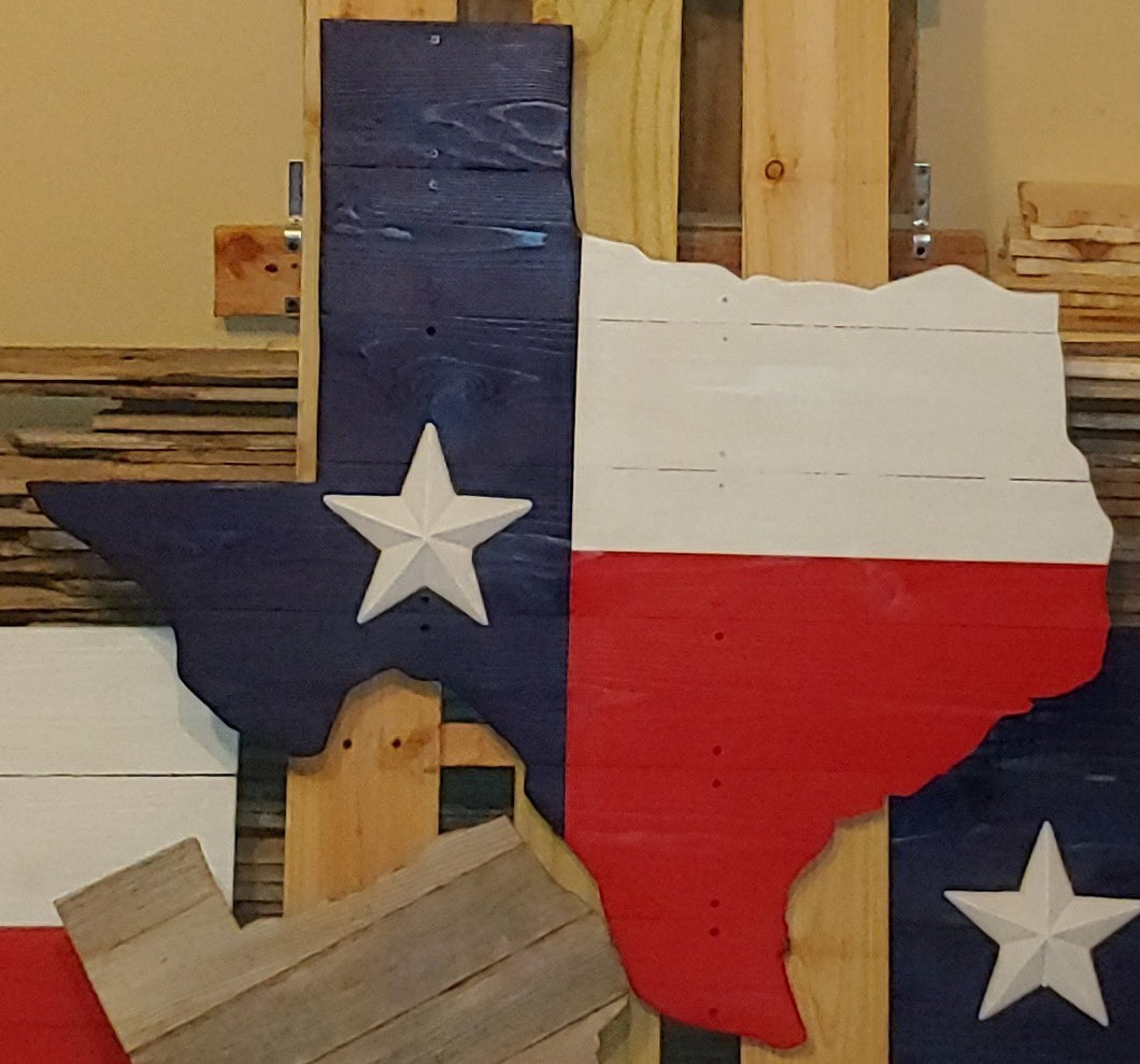 Large Texas Shaped Wood Sign